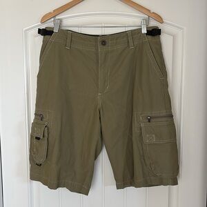Kuhl‎ Khaki Belted Zippers Kuhl-dry Evaporative Outdoor Cargo Shorts Mens Medium
